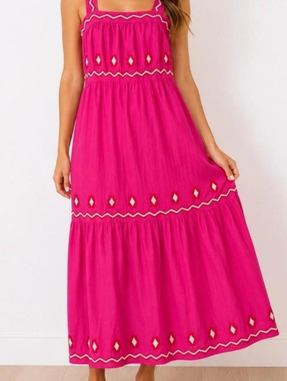 LOFT Petites Embroidered Linen Blend Midi Dress XXSP